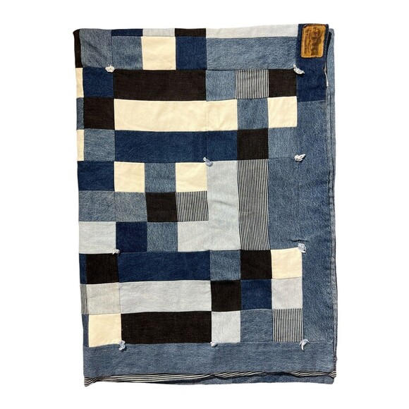 Vtg Levi Blanket Patchwork Jeans Blanket Upcycled Custom ONE OF A KIND - Picture 3 of 16